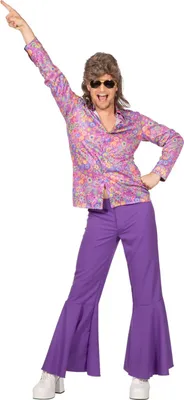 Produktbild von Flower Power Hippie Hemd Heer Paars S