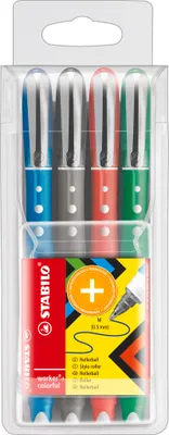 Produktbild von STABILO Tintenroller - worker+ colorful - medium - 4er Pack - grün, rot, blau, schwarz