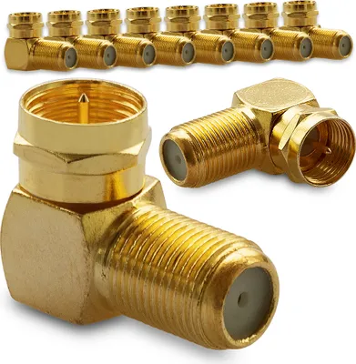 Produktbild von SAT F-Winkelstecker Winkel Adapter 90° Vergoldet 10x Winkeladapter Stecker Kabel