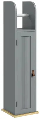 Productafbeelding van Toiletrolhouder - Badkamerkastje - Verstelbare legplanken - Metalen frame - 20 x 20 x 80 cm - Grijs