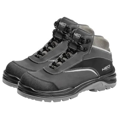 A pair of work boots on a white background.