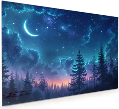 Produktbild von Küchenrückwand Spritzschutz Glas mit Motiv Nachthimmel Wald 40 x 40 cm