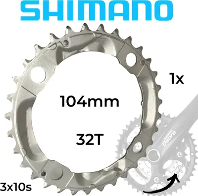 Produktbild von Shimano DEORE FC-M532 MTB Fahrrad Kurbel Ersatz Kettenblatt 32T Silber