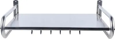 Immagine prodotto di Mensola per microonde - Mensola da cucina a parete - Acciaio inox - Portata 30 kg - 1 livello - 6 ganci - Spessore 0,68 mm
