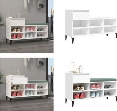 Immagine prodotto di vidaXL Scarpiera bianca 102x36x60 cm in legno - Scarpiera - Ripiani per scarpe - Armadietto per scarpe - Magazzino per scarpe