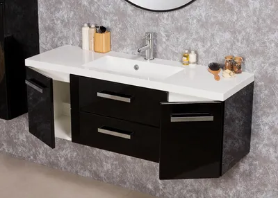Produktbild von Quentis Badmöbel Genua, Breite 120 cm, schwarz glänzend , Waschtischunterbau montiert