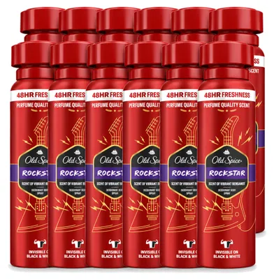 Zdjęcie produktu dla 12 sztuk dezodorantu w sprayu Old Spice Rockstar, pojemność 150 ml - zestaw ekonomiczny