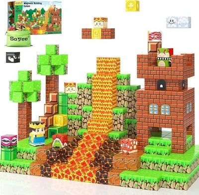 Produktbild von Magnetische Bausteine,60 Teile Magnetbausteine Kinder,Magnetische Spielzeug Magnetspielzeug Magnete Kinder,Spielzeug ab 3 4 5 6 7 8 9 Jahre Jungen und Maedchen,Orange