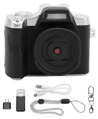 Immagine prodotto di Fotocamera digitale per adolescenti e studenti, 48 MP, autofocus HD, portachiavi retrò con schermo TFT da 1,54 pollici, fotografia, nero
