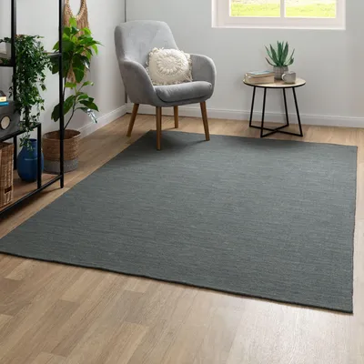 Produktbild von Steffensmeier Handweb Teppich Kelim Delhi | 100 % Schurwolle in der Nutzschicht, Grau, handgewebt, Größe: 160x230 cm Wohnzimmer und Schlafzimmer