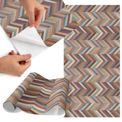 Zdjęcie produktu dla Folia do mebli 50 x 100 cm – folia samoprzylepna do mebli – folia samoprzylepna – folia do mebli – folia do mebli kuchennych – folia samoprzylepna do kuchni – folia do szafek – wodoodporna – zmywalna – samoprzylepna – bez pęcherzyków powietrza – usuwalna bez śladów – kolorowy wzór w jodełkę