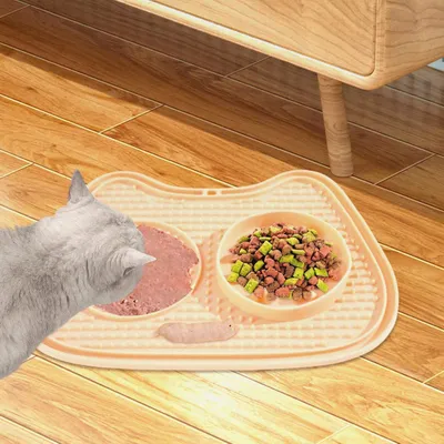 Produktbild von Langsamfütterer für Katzen | Saugnapf Anti-Verschlucken Leckmatte Futterspender,Leckerli-Puzzle Langsamfütterungsschüssel | für Kleine Streifen Dosen Snacks Nassfutter