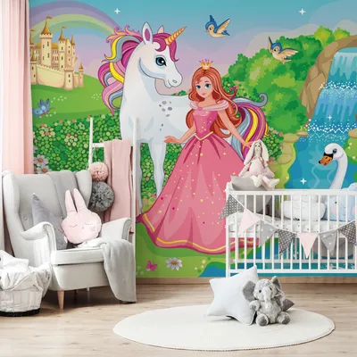Produktbild von Muralo XXL Vlies FOTOTAPETE PRINZESSIN Einhorn Schwan (B) 360 cm x (H) 240 cm Tapete Wandtapete WOHNZIMMER SCHLAFZIMMER 4852