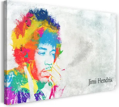 Produktbild von Leinwandbild (100x70cm): Jimi Hendrix, echter Holz-Keilrahmen inkl. Aufhänger, handgefertigt in Deutschland