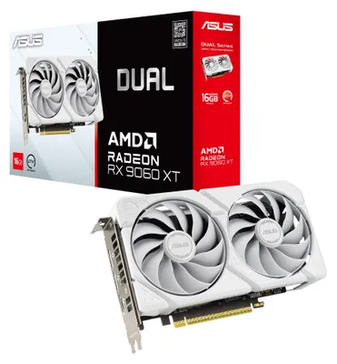 Imagen del producto de ASUS Dual -RX9060XT-16G-WHITE, Radeon RX 9060 XT, 16 GB, GDDR6, PCI Express 5.0, con 2 ventiladores