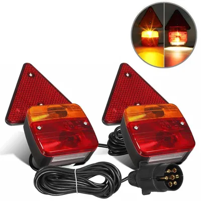 Produktbild von 2er-Set Rückleuchten mit 4 Funktionen und Reflektor für Anhänger, Kipper, Wohnwagen und Plattform — mit Magnet und Kabel
