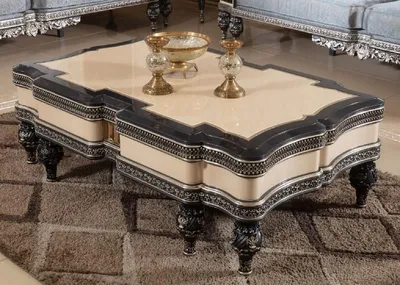 Produktbild von Casa Padrino Luxus Barock Couchtisch Beige / Schwarz / Gold - Prunkvoller Massivholz Wohnzimmertisch im Barockstil - Barock Wohnzimmer Möbel - Edel & Prunkvoll