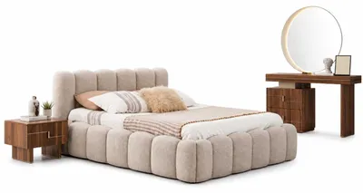 Immagine prodotto di Camera da letto: letto, comodini, set moderno, tavolino da trucco con specchio