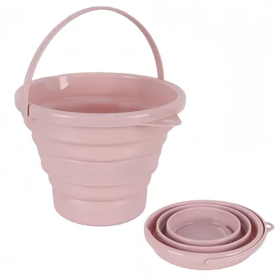 Faltbarer Eimer 3 L, zusammenklappbar, rosa, für Camping & Reinigung