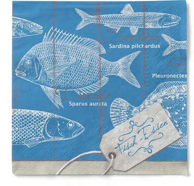 Produktbild von Tissue Serviette Fisch-Essen, 40 x 40 cm, 100 Stück - Mank