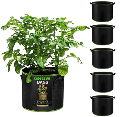 Immagine prodotto di Omgoods - Sacchetti per piante da tè, confezione da 6 - Tessuto traspirante - Vasi per piante - Sacchetti per semi di verdure - Patate - Capacità: 40 litri