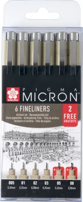 Produktbild von SAKURA Fineliner PIGMA MICRON schwarz 4+2 GRATIS