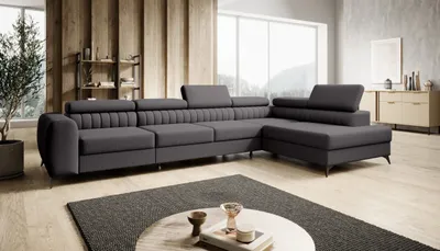 Produktbild von FURMEB24 ECKSOFA PRAGA MAXI mit schlaffunktion rechts 350 x 203 cm GRAU