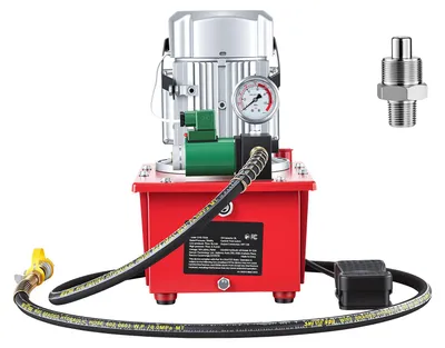 Obrázek produktu pro Elektrické hydraulické čerpadlo SucceBuy 750 W, jednočinné elektrohydraulické čerpadlo 10 000 PSI, hydraulický systém s elektromagnetickým ventilem a nožním spínačem, 8litrová nádrž na olej, vhodné pro lisovací, ohýbací a jednočinné válce