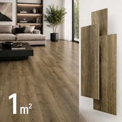 Produktbild von SPC Vinylboden 5mm Klick Vinyl wasserfest Holzoptik Bodenbelag mit Trittschalldämmung für Küche Bad Wohnzimmer, KI-generiertes Bild