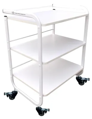 Immagine prodotto di Carrello di servizio - Tre ripiani - 60 x 43 x 83 cm - Bianco - Per saloni di bellezza e uffici