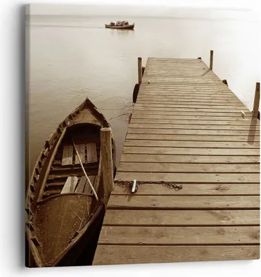 Produktbild von Bild auf Leinwand - Leinwandbild - Einteilig - Brücke Boot Sepia - 40x40cm - Wand Bild - Wanddeko - Wandbilder - Leinwanddruck - Bilder - Wanddekoration - Leinwand bilder - Wandbild - AC40x40-4135