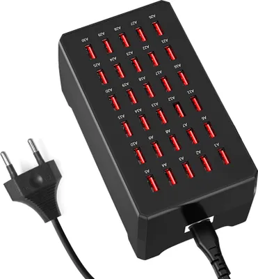 Produktbild von 150W USB Ladegerät 30 Ports USB Ladestation 6 Schutzvorrichtungen, Kompatibel mit IOS-Android-Systemen, iPhone/ Huawei/ Xiaomi/ Samsung/ OPPO/ VIVO