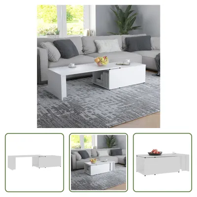 Produktbild von The Living Store Couchtisch Weiß 150x50x35 cm Holzwerkstoff