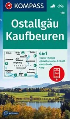 Immagine prodotto di Carta escursionistica KOMPASS 188 Ostallgäu, Kaufbeuren 1:50.000