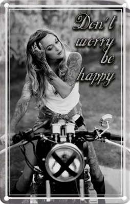 Produktbild von vianmo Blechschild 18x12 cm Motorrad Bike Girl don´t worry happy Auto Garage Werkstatt
