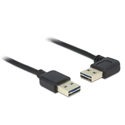 Produktbild von EASY-USB 2.0 Kabel, USB-A Stecker > USB-A Stecker 90° (schwarz, 5 Meter, rechts / links abgewinkelt)