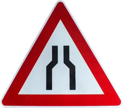 Produktbild von ORIGINAL RA2 Verkehrszeichen Nr. 120 * verengte Fahrbahn * SL 900 mm RSA-21 StVO RAL Verkehrsschild Achtung Warnschild Straßenschild Baustellenschild
