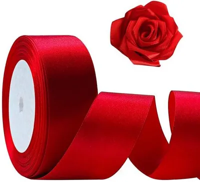 Immagine prodotto di Nastro di raso per matrimoni e lavori manuali - Larghezza 4 cm - Rosso