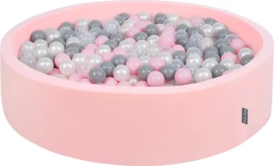 Obrázok produktu pre KiddyMoon 120x30cm/300 loptičiek ∅ 7cm Okrúhly Detské penové loptičky  vyrobené v EÚ, Ružová: Perleťovo Sivá Priehľadná Púdrová Ružová