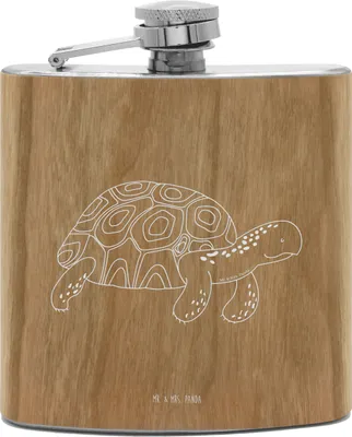 Produktbild von Mr. & Mrs. Panda feldflasche Schildkröte Marschieren - Transparent - Geschenk, Schildkröten, Motivation, Abenteuer, Flachmann Holz, Urlaub, Lieblingsmensch, Hip Flask