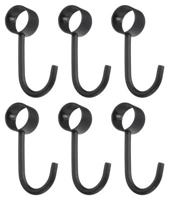 6 Haken für Kleiderstangen, Edelstahl, 19 mm, verstellbar, schwarz