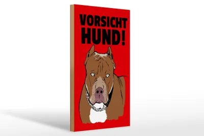 Produktbild von Holzschild Hinweis Vorsicht Hund, 30 x 20 cm, Holzschilder Tiere Achtung