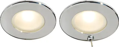 Produktbild von Flache Edelstahl LED Deckenleuchte 8 Watt, Einbaustrahler mit oder ohne Schalter, 12V / 24V, für Boot oder Wohnmobil Größe: Ohne Schalter IP65