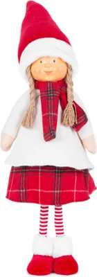 Immagine prodotto di Statuetta MagicHome Natale, Bambina con sciarpa rossa, in tessuto, rosso-bianco, 31x18x90 cm