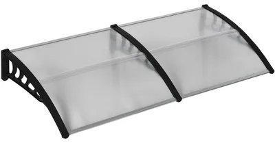 Produktbild von Pultvordach Vordach für Haustür 200 x 96 x 27 cm Überdachung mit UV Schutz, Regenschutz Sonnenschutz für draußen Alu Schwarz