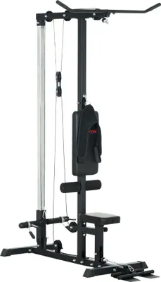 Image de SPORTNOW Station de musculation Station à Poulie, tirage poitrine - lat pulldown machine - banc de musculation, Haut du Corps, Entrainement Complet, Domicile, Fitness, Gym