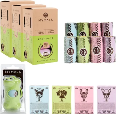 Produktbild von Hundekotbeutel MYMALS 360 Stk. + Spender, 100 % recycelbar