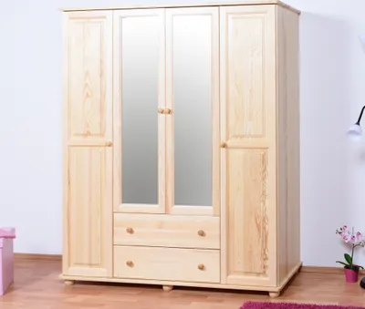 Produktbild von Echtholz Kleiderschrank, Farbe: Natur 195x162x59 cm
