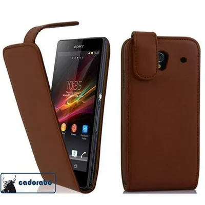 Produktbild von Cadorabo Hülle für Sony Xperia Z1 Schutzhülle in Braun Flip Handyhülle Case Cover Etui Kunstleder