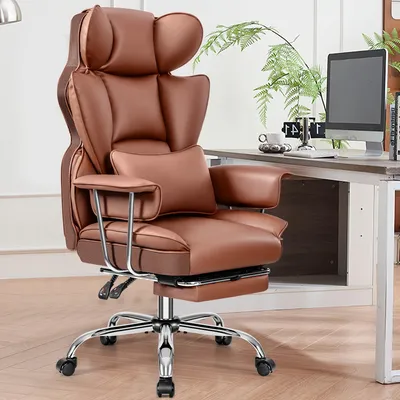 Obrázek produktu pro Kancelářská židle - Ergonomická židle - Otočná židle - Židle do kanceláře - Židle pro manažery - Bílá umělá kůže